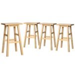 Artiss 4x Bar Stools Kitchen Chairs Wooden Nature - Image 3