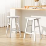 Artiss Bar Stools Kitchen Counter Stools Wooden Chairs White x2 - Image 8