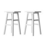 Artiss Bar Stools Kitchen Counter Stools Wooden Chairs White x2 - Image 3