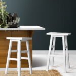 Artiss Bar Stools Kitchen Counter Stools Wooden Chairs White x2 - Image 7