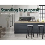 Artiss 2x Bar Stools Round Chairs Wooden Black - Image 7