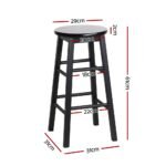 Artiss 4x Bar Stools Round Chairs Wooden Black - Image 2