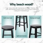 Artiss 4x Bar Stools Round Chairs Wooden Black - Image 4