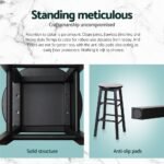 Artiss 4x Bar Stools Round Chairs Wooden Black - Image 6