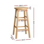 Artiss 4x Bar Stools Round Chairs Wooden Nature - Image 2