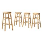 Artiss 4x Bar Stools Round Chairs Wooden Nature - Image 3
