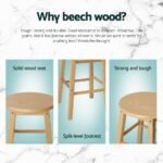Artiss 4x Bar Stools Round Chairs Wooden Nature - Image 4