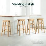 Artiss 4x Bar Stools Round Chairs Wooden Nature - Image 5