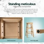 Artiss 4x Bar Stools Round Chairs Wooden Nature - Image 6