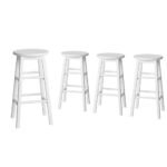 Artiss 4x Bar Stools Round Chairs Wooden White - Image 3