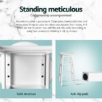 Artiss 4x Bar Stools Round Chairs Wooden White - Image 6