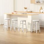 Artiss 4x Bar Stools Round Chairs Wooden White - Image 7