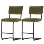Artiss 2x Bar Stools Velvet Chairs Green - Image 3