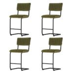 Artiss 4x Bar Stools Velvet Chairs Green - Image 3