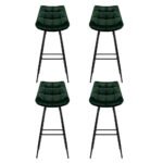 Artiss 4x Bar Stools Velvet Chairs Green - Image 3
