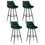 Artiss 4x Bar Stools Velvet Chairs Green - Image 7
