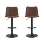 Artiss 2x Bar Stools Vintage Swivel Gas Lift Brown - Image 3