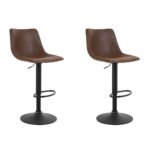 Artiss 2x Bar Stools Vintage Swivel Gas Lift Brown - Image 7