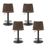 Artiss 4x Bar Stools Vintage Leather Swivel Gas Lift Brown - Image 3