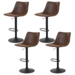 Artiss 4x Bar Stools Vintage Leather Swivel Gas Lift Brown - Image 7