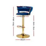 Artiss 4x Bar Stools Gas Lift Velvet Woven Backrest Navy - Image 2