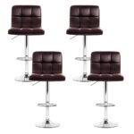 Artiss 4x Bar Stools Leather Gas Lift Brown - Image 3