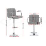 Artiss 4x Bar Stools Fabric Gas Lift w/Armrest Grey - Image 2
