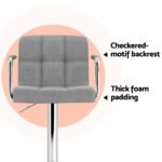 Artiss 4x Bar Stools Fabric Gas Lift w/Armrest Grey - Image 5