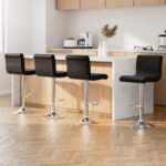 Artiss 4x Bar Stools Gas Lift Leather Black - Image 7