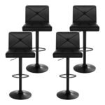 Artiss 4x Bar Stools Gas Lift Leather Chair Black - Image 3