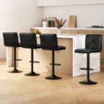 Artiss 4x Bar Stools Gas Lift Leather Chair Black - Image 7