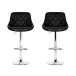 Artiss 2x Bar Stools Leather Padded Gas Lift Stool Black - Image 3
