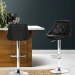 Artiss 2x Bar Stools Leather Padded Gas Lift Stool Black - Image 7