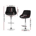 Artiss 4x Bar Stools Leather Padded Gas Lift Black - Image 2