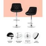 Artiss 4x Bar Stools Leather Padded Gas Lift Black - Image 4