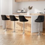 Artiss 4x Bar Stools Leather Padded Gas Lift Black - Image 7