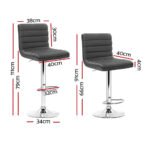Artiss Set of 4 PU Leather Lined Pattern Bar Stools- Grey and Chrome - Image 2