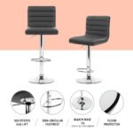 Artiss Set of 4 PU Leather Lined Pattern Bar Stools- Grey and Chrome - Image 5