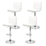 Artiss 4x Bar Stools Padded Leather Gas Lift White - Image 3