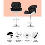 Artiss 2x Bar Stools Gas Lift Padded Leather Black & White - Image 4