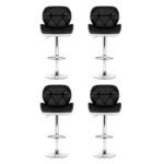 Artiss 4x Bar Stools Gas Lift Padded Leather Black & White - Image 3