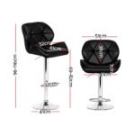 Artiss 2x Bar Stools Gas Lift Padded Leather Black - Image 2