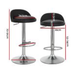 Artiss 2x Bar Stools PU Leather Gas Lift Black - Image 2