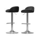 Artiss 2x Bar Stools PU Leather Gas Lift Black - Image 7
