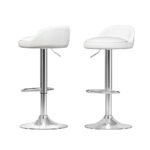 Artiss 2x Bar Stools PU Leather Gas Lift White - Image 7