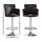 Artiss 1x Leather Bar Stools Swivel Adjustable Gas Lift PU Counter Chairs Black - Image 2