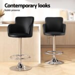 Artiss 1x Leather Bar Stools Swivel Adjustable Gas Lift PU Counter Chairs Black - Image 7