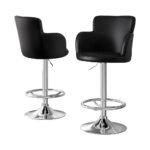 Artiss 2x Leather Bar Stools Swivel Adjustable Gas Lift PU Counter Chairs Black