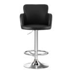 Artiss 2x Leather Bar Stools Swivel Adjustable Gas Lift PU Counter Chairs Black - Image 3