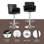 Artiss 2x Leather Bar Stools Swivel Adjustable Gas Lift PU Counter Chairs Black - Image 4